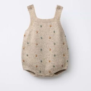 Zara Knit Diaper Cover - Beige with Colorful Dots